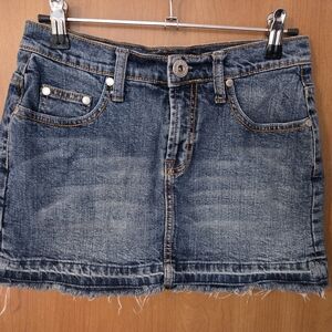 Vanilla Star Distressed Blue Mini Skirt